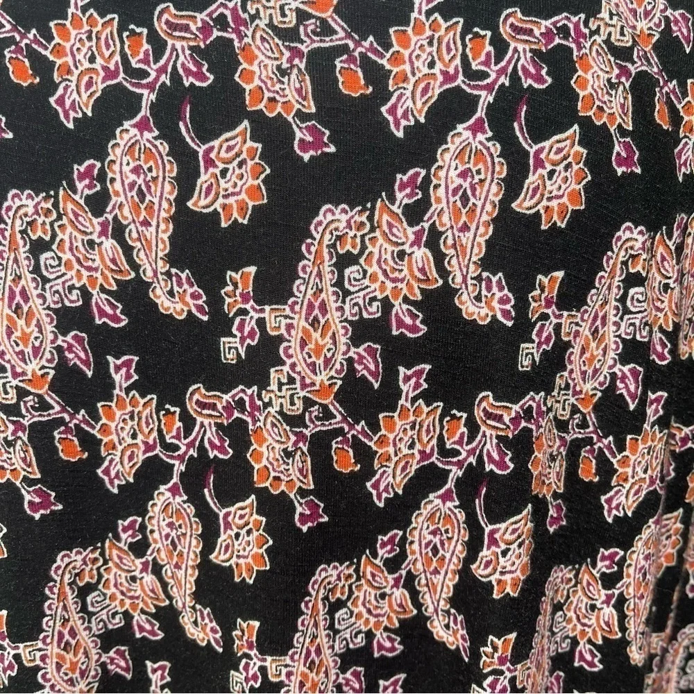 J. Jill Paisley Maxi Dress Pockets Scoop Neck Black Red Purple Orange Large Tall - Picture 6 of 16